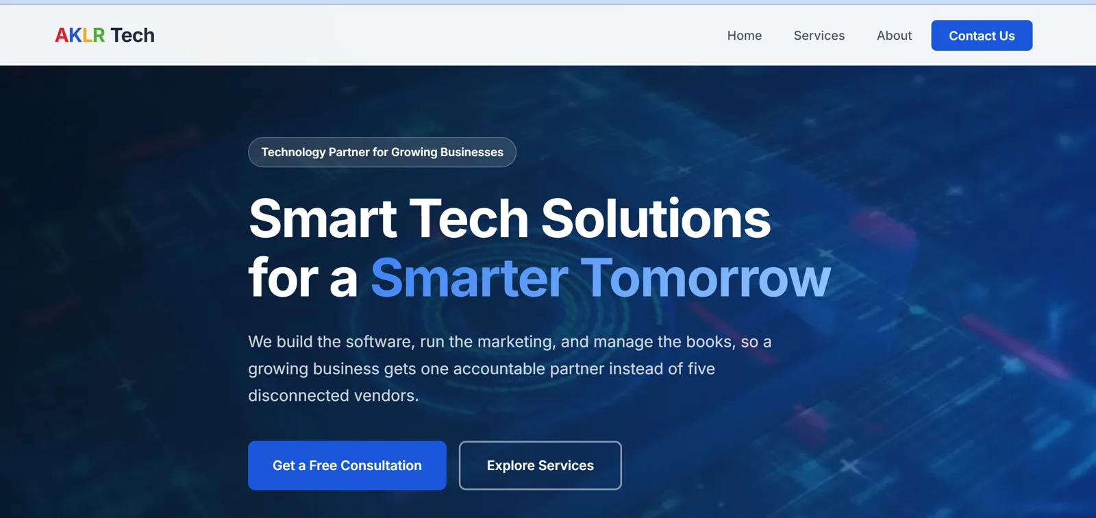 AKLR Tech website screenshot